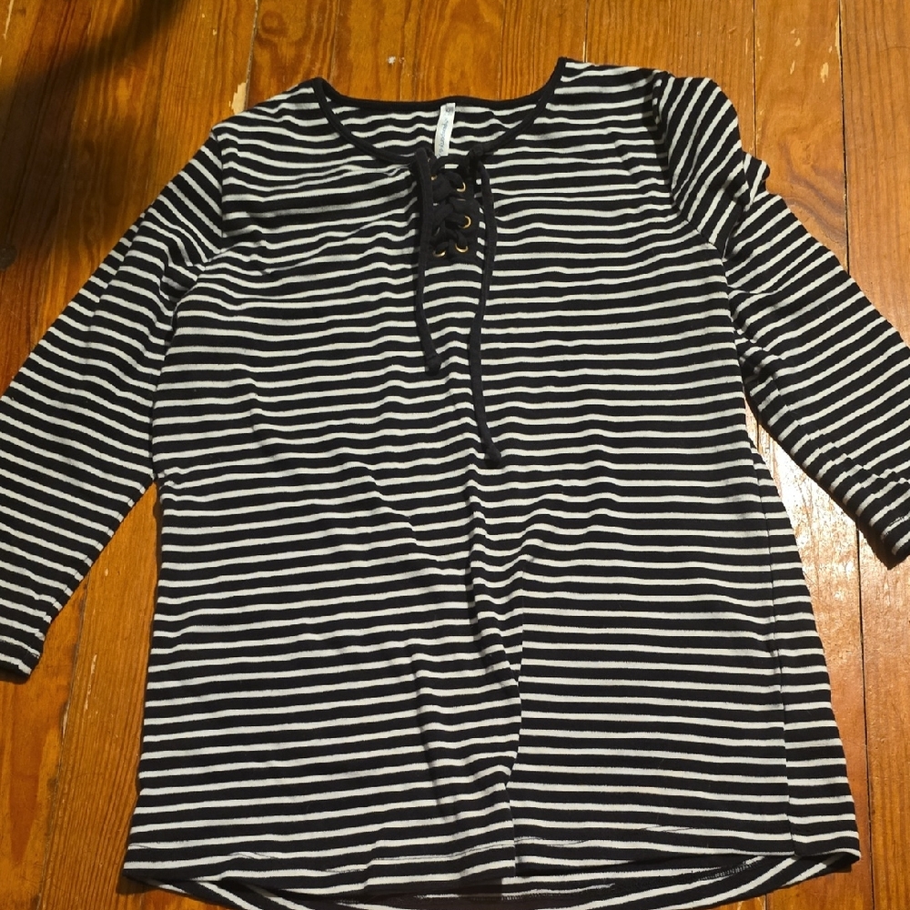 Elegant Striped Lace-Up Women's Top